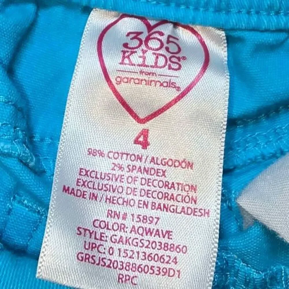 Size 4 Girls  Blue Jean shorts rainbow pockets 365 kids